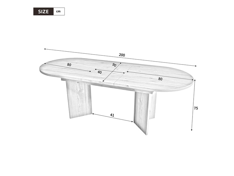  Table de salle à manger extensible pour 6 à 8 personnes, plateau épais et angles arrondis, en mdf noyer, 160200 × 90 cm  - Conforama E