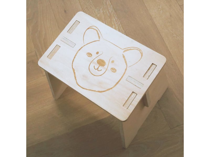 Chaise pour enfant en bois naturel motif ourson 50188 - Conforama E