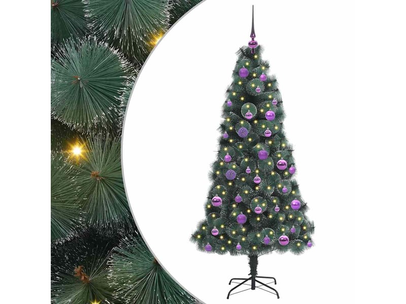  Sapin de noël - arbre de noël artificiel pré-éclairé avec ensemble de boules  - Conforama A