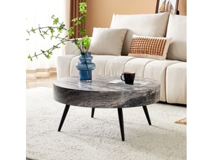Table basse rond(e) coloris bicolore <strong>VIVRYN</strong> <strong></strong> - 70 cmx70 cm