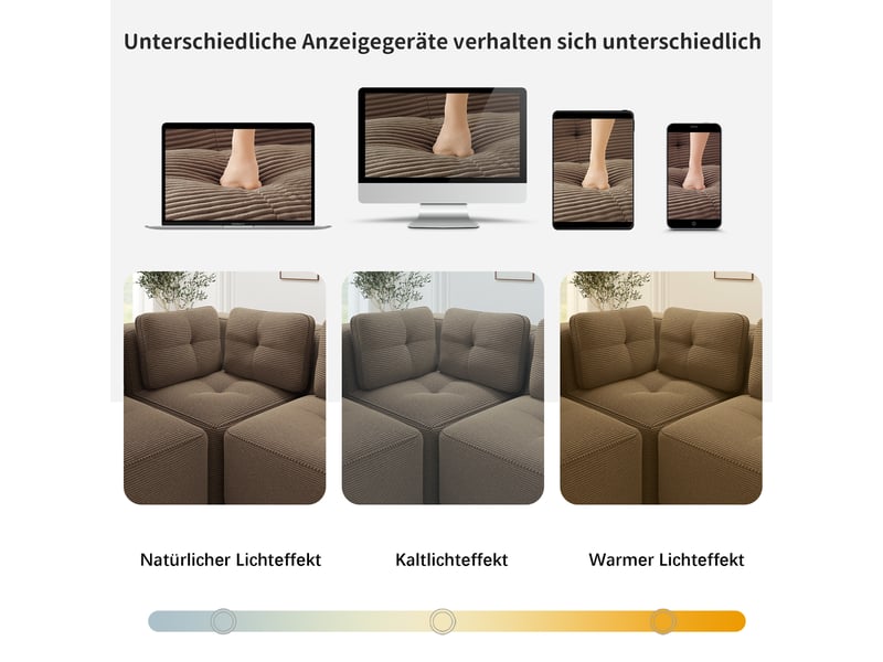  Canapé modulable 3 places brun canapé d'angle sans cadre en velours côtelé confortable salon  - Conforama R