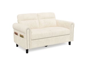 Canapé 2 places - bealife canapé scandinave - 2 coussins - 2 accoudoirs - tissu - bois - salon - chambre - 144 x 77 x 77 cm - gris