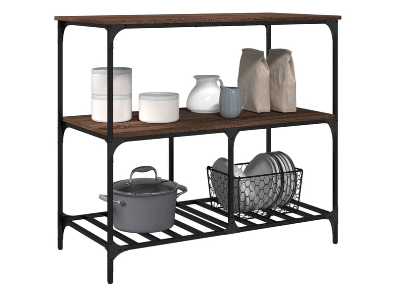 Desserte de cuisine, chariot de rangement chêne marron 100x50x95 cm bois d'ingénierie - Conforama E