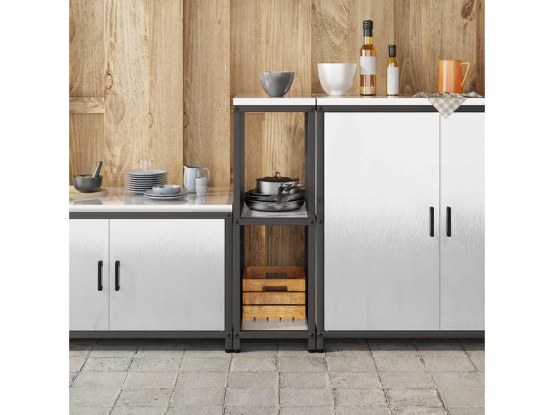  Étagère de cuisine, étagère de rangement hattem argenté 30x50x92cm acier shl3157  - Conforama D