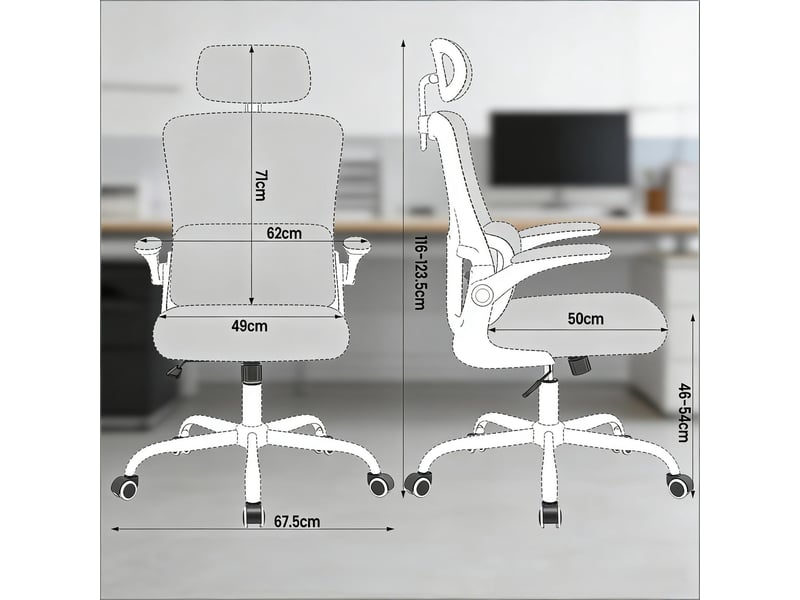  Fauteuil de bureau ergonomique rose avec accoudoirs rabattables, support lombaire et maille respirante, 150 kg  - Conforama C