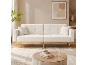 Canapé droit convertible <strong>EVRYAE </strong> <strong></strong> 2 places Tissu blanc