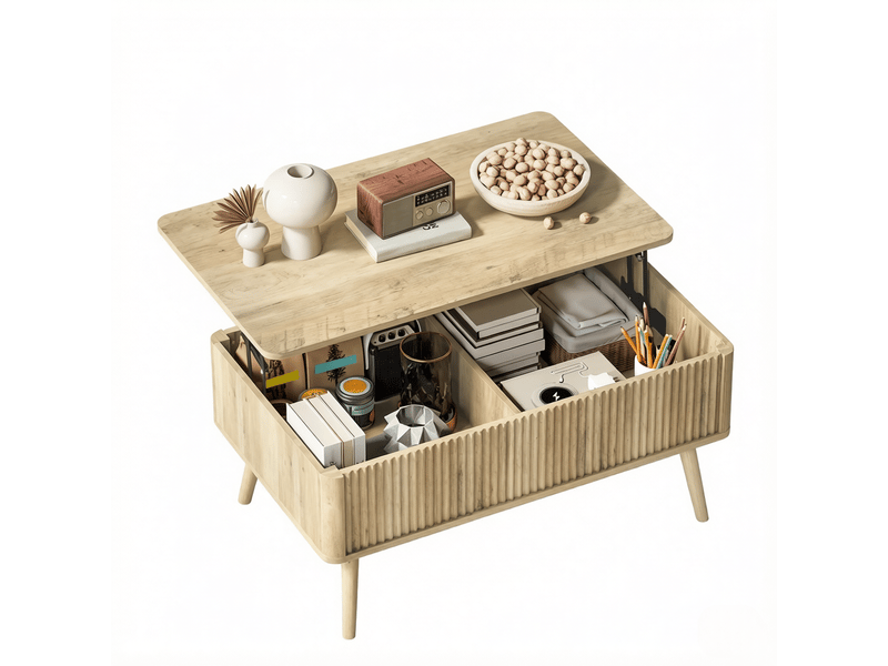  Table basse moderne à hauteur réglable - avec rangement intégré - design élégant pour salon  - Conforama E