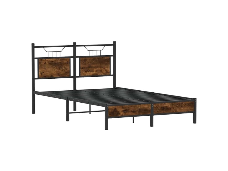  Lit double- lit adulte -  cadre de lit sans matelas chêne fumé 120x190 cm bois ingénierie  - Conforama D
