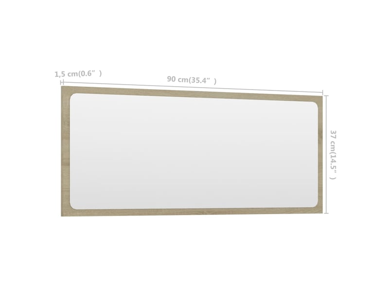  Miroir salle de bain chêne sonoma 90x1,5x37 cm aggloméré  - Conforama E
