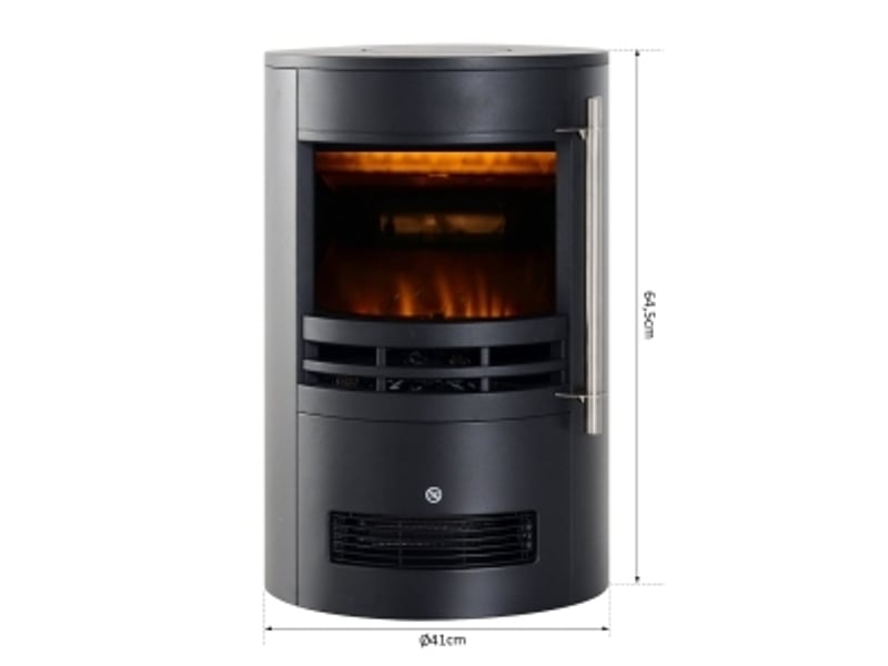 Poêle électrique tcqpz à effet flamme led 41 x 41 x 64,5 cm 9002000 w noir  - Conforama C