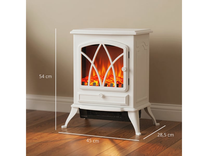  Cheminée électrique sur pied 10002000 w, fausse cheminée décorative avec effet flamme led, blanc  - Conforama C