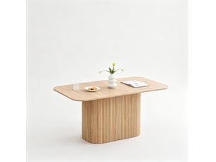 Table à manger rectangulaire 160 x 90 cm en mdf décor bois, hauteur 75,5 cm