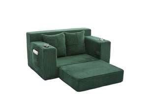 Canapé droit compressé convertible <strong>MODENVIE</strong> <strong></strong> 2 places Velours côtelé vert émeraude
