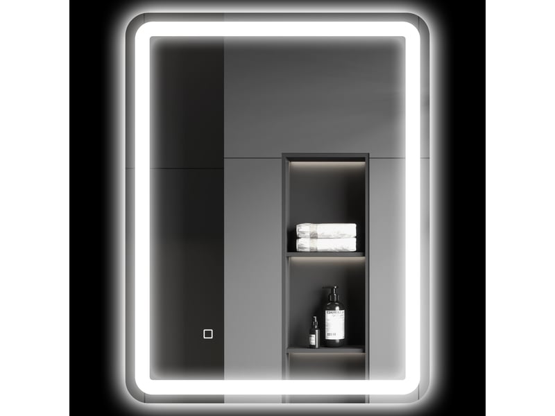 Miroir de salle de bain 60 x 80 cm, miroir led mural avec 3 couleurs lumière, dimmable, mémoire, anti-buée, argent  - Conforama A