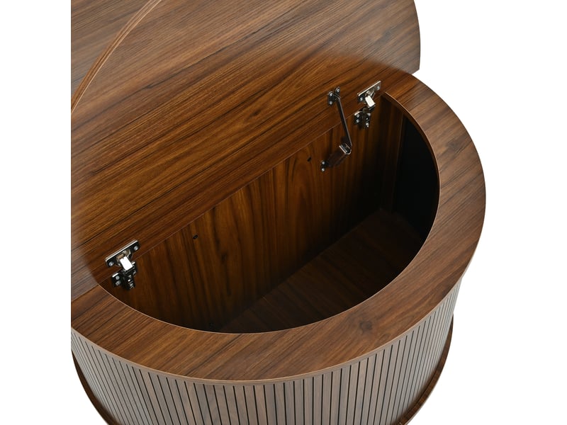 Table basse ronde relevable avec rangement 88x88x53,5 cm en mdf finition noyer - Conforama R
