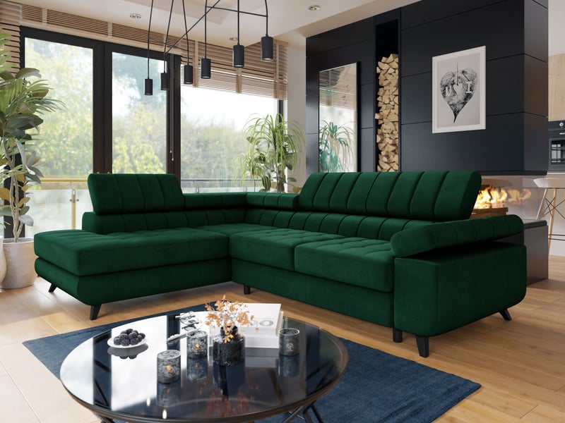  Canapé d'angle comfivo agnus, vert, fonction de couchage, 264x203x73cm  - Conforama B