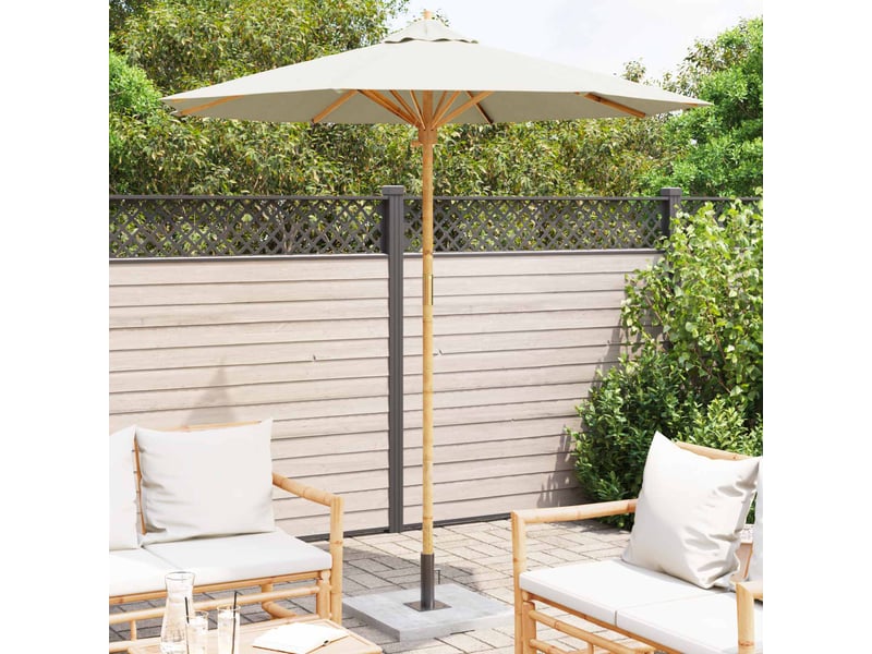  Parasol de jardin | parasol d'extérieur blanc crème ø 217 x 230 cm bambou  - Conforama C