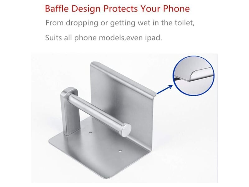  Porte-rouleau papier toilette inox sus 304 brossé avec étagère téléphone, accessoire salle de bain f928-03d  - Conforama D