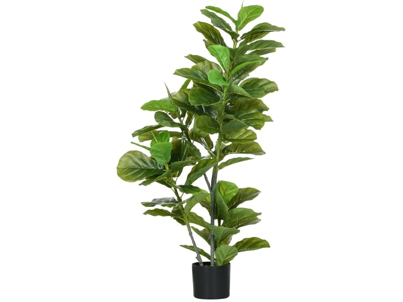 Plante artificielle ficus 110 cm verte avec 90 feuilles et pot inclus, sans arrosage pour intérieur et extérieur  - Conforama A