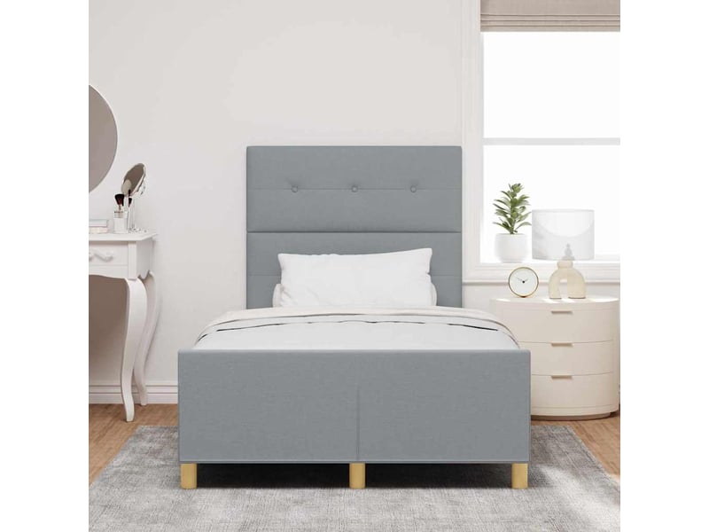 Lit double- lit adulte - cadre de lit avec tête de lit gris clair 120 x 190 cm tissu - Conforama B