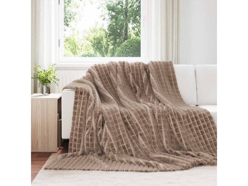  Couverture jetée de canapé 6 pcs camel 270x240 cm 10.32 kg toison  - Conforama B