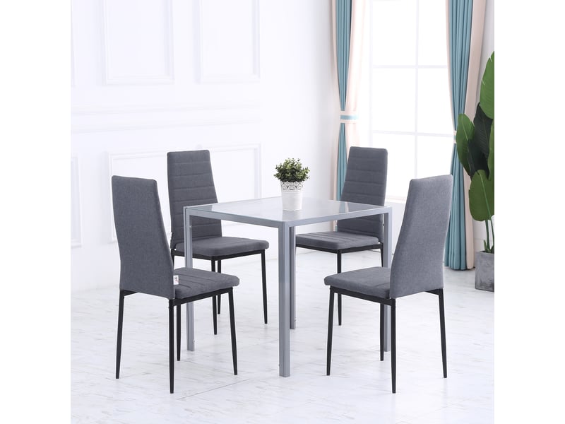  Table à manger, table de cuisine, table en verre, table carrée, plateau en verre, design compact, grise  - Conforama D