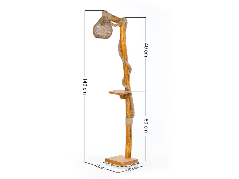 Lampadaire design en bois naturel, corde et abat-jour en jute sandra  - Conforama C