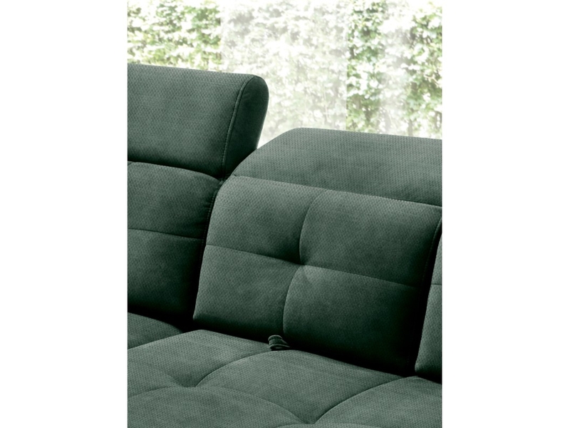 Canapé d'angle vert 5 places angle gauche mécanisme dauphin inferno - Conforama C
