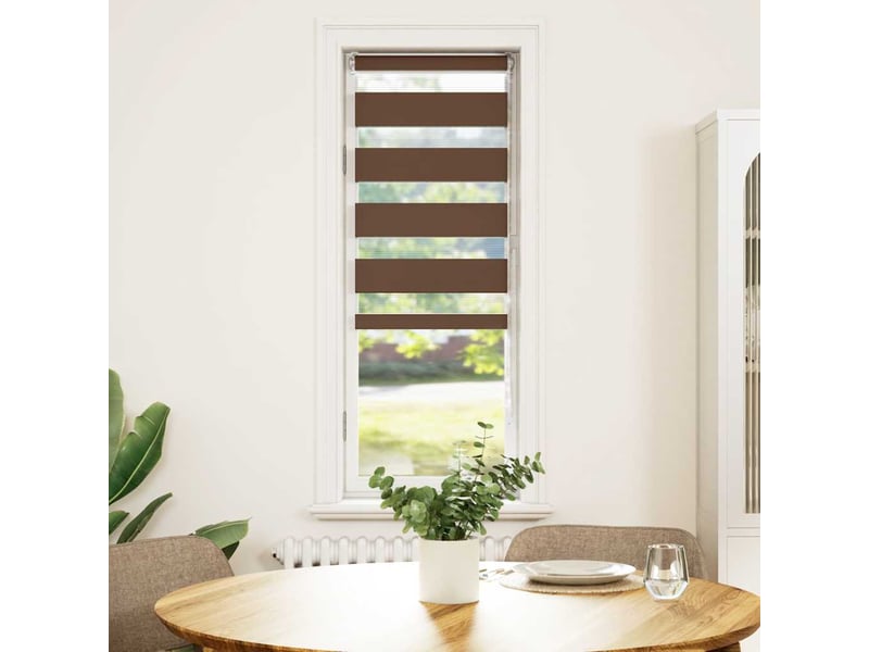 Store zèbre, store de fenêtre marron 40x100 cm largeur du tissu 35,9 cm polyester cf48699 - Conforama A