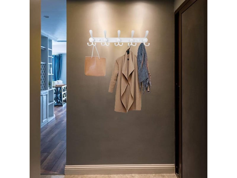 Porte-manteau mural avec 5 crochets triples en inox robuste, support pour vestes, sacs et chapeaux, organisation d'entrée de maison haute qualité, noir - Conforama D