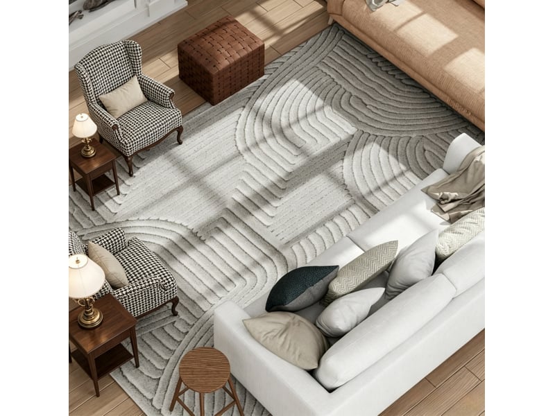  Tapis de salon géométrique antidérapant 160 x 120 cm homvra  - Conforama D