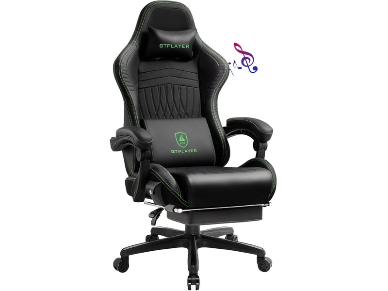 Gtplayer chaise de jeu ergonomique avec repose-pieds et haut-parleurs, 150 kg, vert ACE-PRO-GE - Conforama A