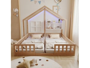Lit cabane 2x90x200 cm VIVRYN coloris naturel