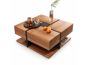 Table basse rectangulaire coloris marron <strong></strong> <strong></strong> - 78 cmx78 cm