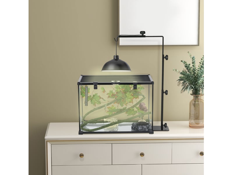  Support de lampe chauffante pour terrarium 40 x 15 x 95 cm noir en acier, hauteur et largeur réglables  - Conforama B