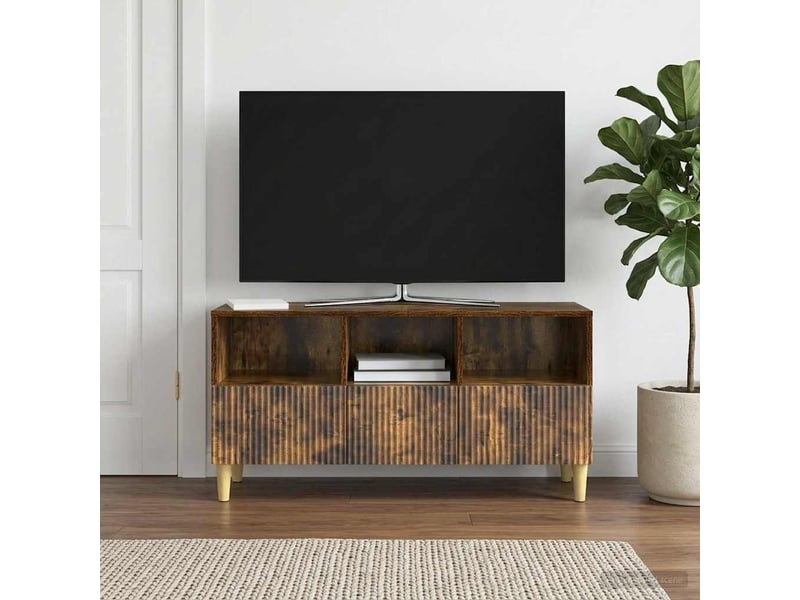  Meuble tv - banc tv - meuble de rangement 102 x 34,5 x 50 cm chêne fumé bois d'ingénierie  - Conforama B