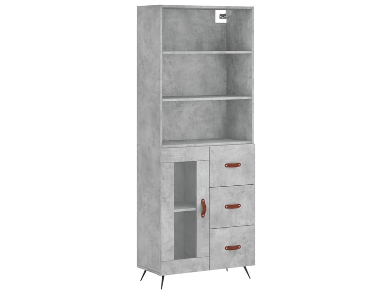  Buffet haut - bahut - meuble de rangement gris béton 69,5x34x180 cm bois d'ingénierie  - Conforama A