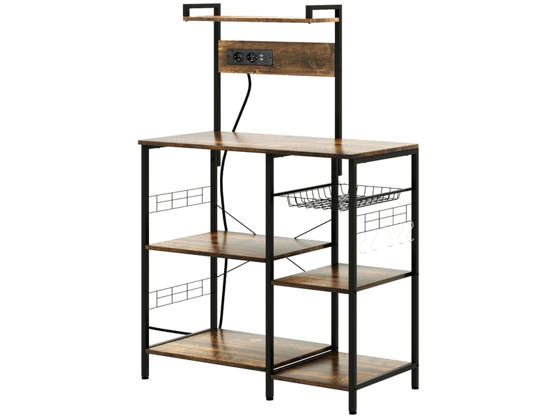  Grille pour four à micro-ondes avec étagères et panier métallique, 90 x 42 x 130 cm, marron  - Conforama B