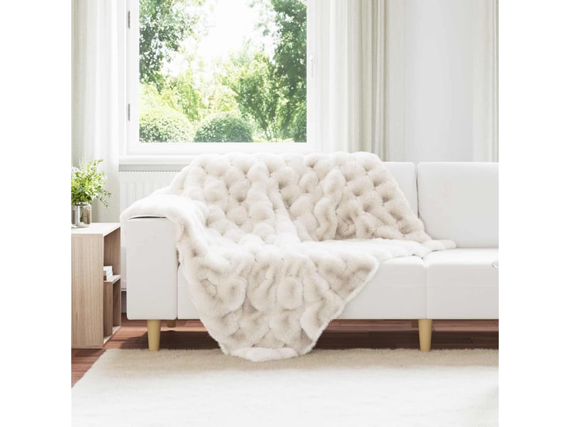  Couverture décorative, couverture antidérapante en fausse de lapin 4 pc blanc shl50338  - Conforama B