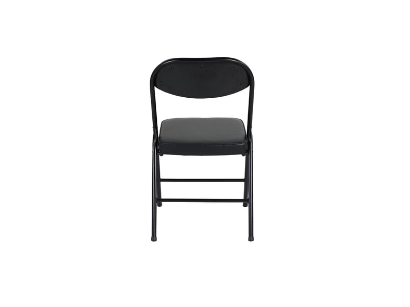  Chaise pliante lot de 4 avec assise rembourrée  - cadre en acier, patins antidérapants, simili cuir noir  - Conforama E