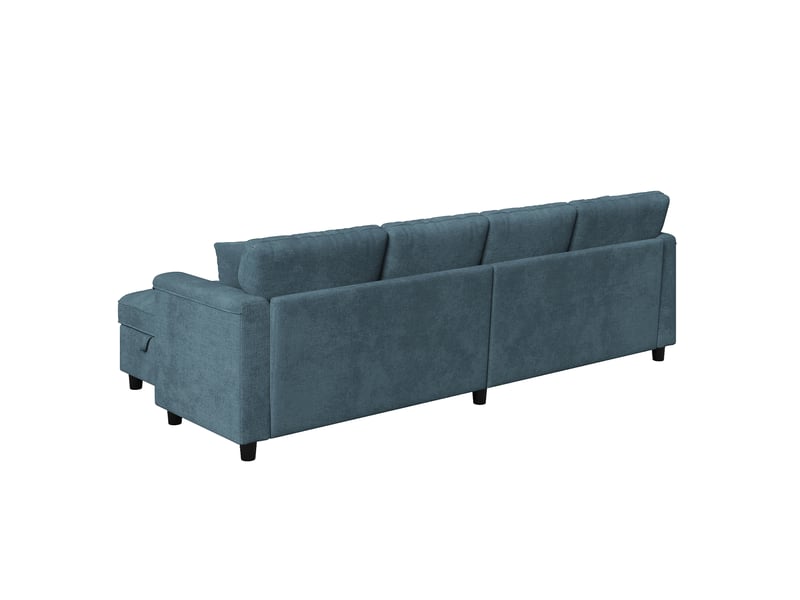  Canapé modulable 261x134x82 cm – bleu – convertible en angle ou en u avec 2 sièges de rangement, 4 places  - Conforama A