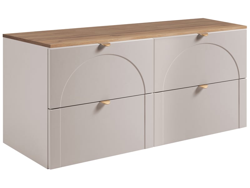 Meuble sous-vasque suspendu aura 120 cm avec plan effet chêne craft cachemire mat k - Conforama A