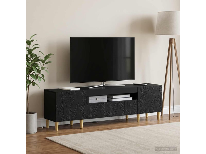  Meuble tv - banc tv - meuble de rangement led noir bois d'ingénierie  - Conforama D