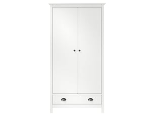 Garde-robe, armoire de rangement à 2 portes hill blanc 89x50x170cm bois de pin solide