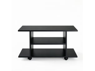 Meuble tv mobile noir 80 x 40 x 40 cm avec étagères ouvertes et roulettes