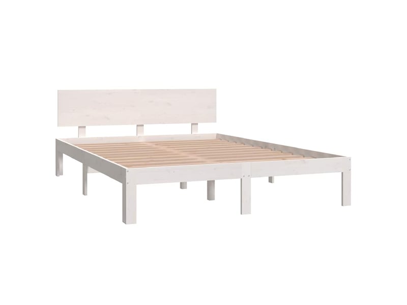  Lit double- lit adulte -  cadre de lit sans matelas blanc bois de pin massif 140x200 cm  - Conforama B