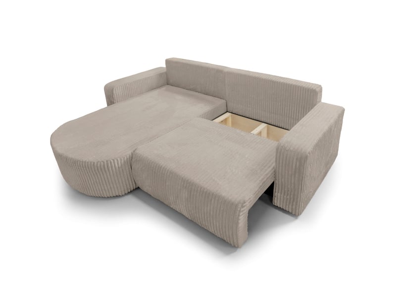  Kiara - canapé d'angle compact réversible et convertible 4 places en velours côtelé épais  - Conforama D