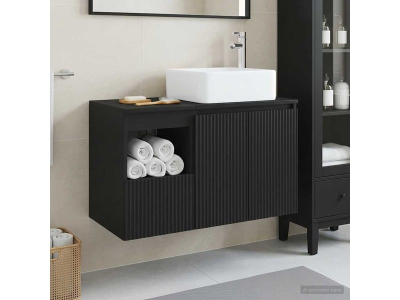  Ensemble de mobilier de salle de bain 2 pc noir cf64174  - Conforama B
