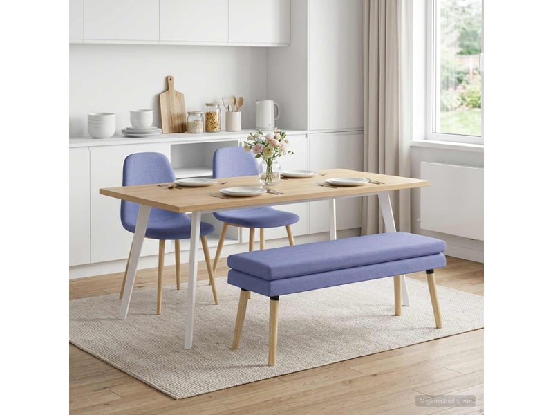  Banc d'entrée, banc à double couche bleu denim 110x40x47 cm tissu  - Conforama C