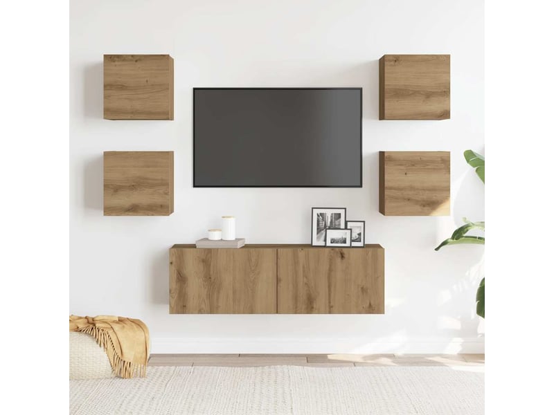  Ensemble de meuble tv - banc tv - meuble de rangement mural 5 pcs chêne artisanal  - Conforama C